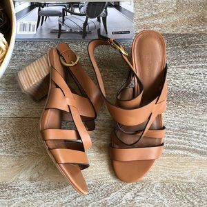 Nordstrom Brown Strappy Block Heel Sandals